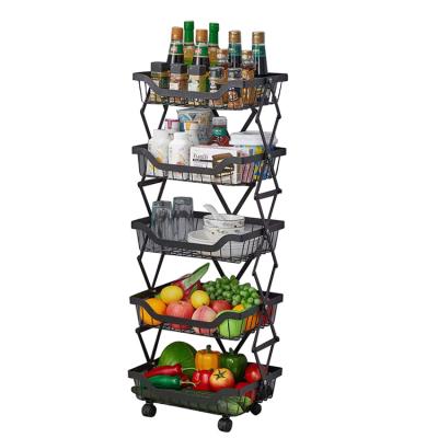 China Viable Wholesale High Quality Kitchen Folding Fruit And Vegetable Storage Rack Display for sale