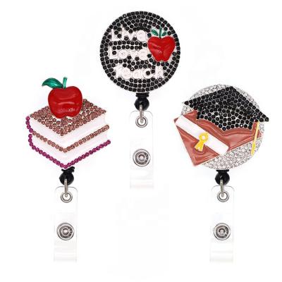 China Fashinable Education Graduation Series Rhinestone Student Gifts Badge Holder Nursing Name Badge Pull Retractable Reel for sale