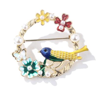 China Cute New Fashion Tie-Down Clothes Garland Blue Bird Alloy Brooch Colorful for sale