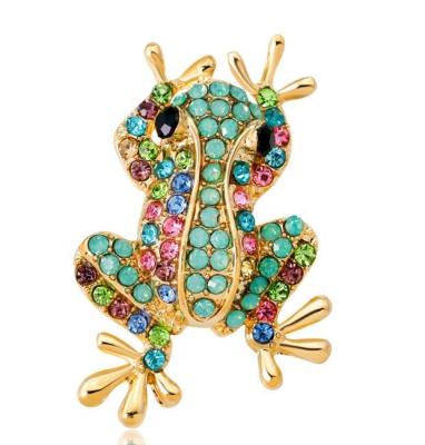 China Fashion jewelry animal green frog rhinestone brooch inscet colorful free shipping brooch for sale