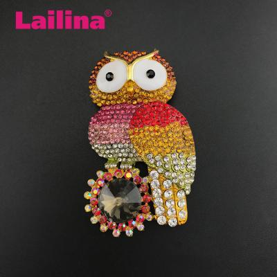 China Wedding Fashion 70mm Crystal Rhinestone Owl Sunflower Bird Multicolor For Jewelry Gift Brooch Pin for sale