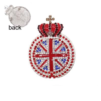 China Fashion Rhinestone Crown Pin UK Flag Pin Pin for sale