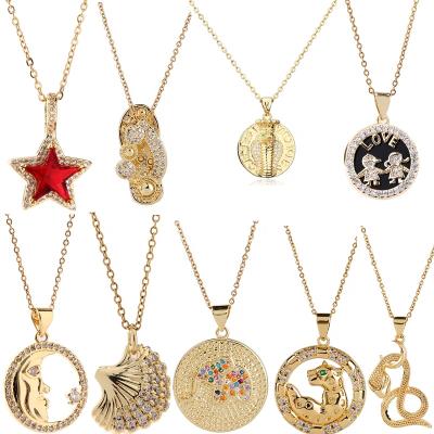 China 2021 New Style Lailina CLASSIC Women Jewelry Accessories Zircon Snake Shell Star Slipper Pendant Copper Charm Animal Necklace for sale