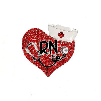 China Medical Red Rhinestone RN Flat Medical Nurse Stethoscope With Hat Button For Nurse DIY Badge Holder for sale