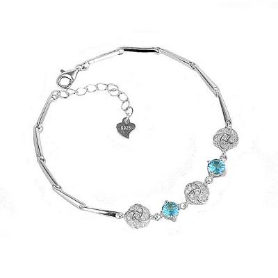 China 925 cute silver cute bracelet Crystal For Decoration Bracelet Chain light purple blue of the flower for sale