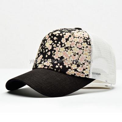 China Beautiful JOINT Floral Pattern Summer Mesh Hats for sale