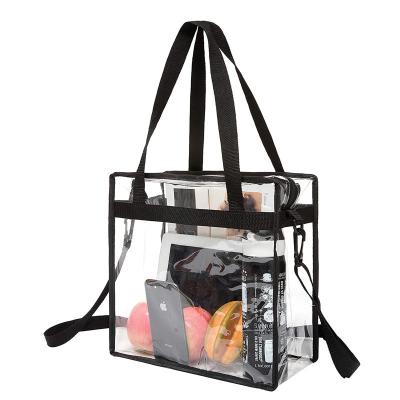 China Waterproof Packet Stadium Approved Clear Tote Bags With Zipper , 12x6x12 Big Bags With Handles For Concerts With Large Capacity for sale