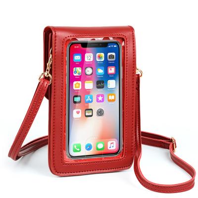 China Double stain 2022 mobile phone bag simulation leather bottom hollow TPU brush multi-function female cute touch screen leather anti-theft for sale