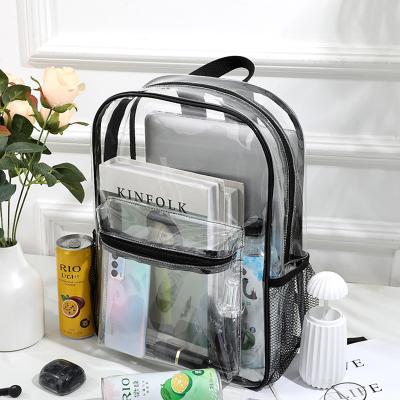 China RFID Clear Backpack Stadium Approved Heavy Duty Transparent PVC Bookbag School Bag With Clear Zipper Pen Pencil Case For School, Sport for sale