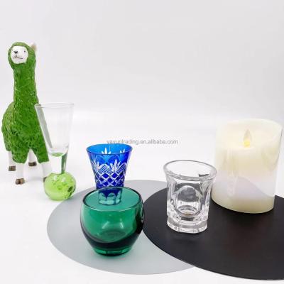 China Wholesale Shiny White Wine Saki Glass Hand Engraved Cup Glass Machine Pressed Shot Glass for sale