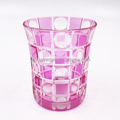 China Modern Wholesale Handmade Pink Colored Drinking Glass Water Cup Tumbler for sale