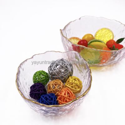 China Viable Fruit Salad Vegetable Dessert Bowl Irregular Different Sizes Glass Bowl for sale