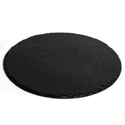 China Sustainable Promotion Slate Place Mat /Cheese Food Serving Board Natural Black Round Slate for sale