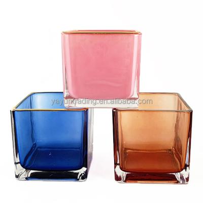 China Classic Flat Bottom and Color Spray Electroplating Bottom Glass Sconce for sale