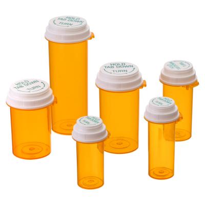 China Medicine Small 40DR Airtight Plastic Medical One Click Thumb Vial With Resistant Cap for sale