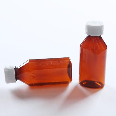 China Recyclable PET Material Empty Plastic Cough Syrup 4OZ Oval Liquid Medicine Bottles for sale