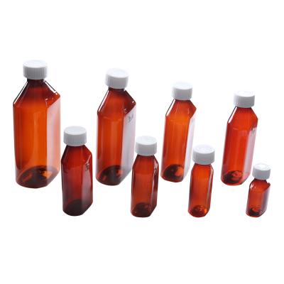 China Recyclable Material Plastic Amber Oval Screw Cap Liquid Bottles With 0.75oz 1oz 2oz 3oz 4oz 6oz 8oz 12oz 16oz for sale