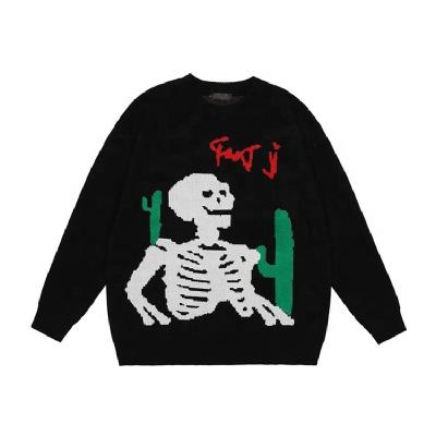 China Anti-Wrinkle Customization Wholesale Mens Jacquard Acrylic Skull LOGO Knit Sweater for sale