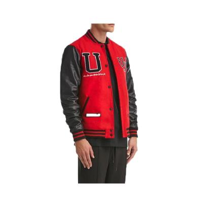 China OEM Custom Manufacturer Varsity Letterman Jacket Breathable Sleeves Satin Bomber Chenille Embroidery Baseball Leather Jacket for sale