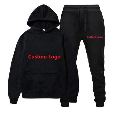 China 100% Manufacturer Plain Slim Fit Cotton Sweater Custom Made Black Hoodie Men Two Piece Set for sale