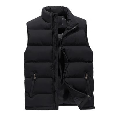 China Custom Anti-wrinkle OEM Autumn And Winter Stand Collar Zipper Pocket Winter Jacket Black Stitched Down Stripper Vest Men's Vest for sale