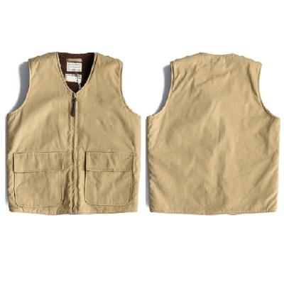 China Anti-Wrinkle Manufacturer Custom Oem Autumn And Winter Mens Fleece Lined Thick Canvas Cotton Vest for sale