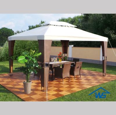 China Garden set 300x400cm pe rattan gazebo with led for sale