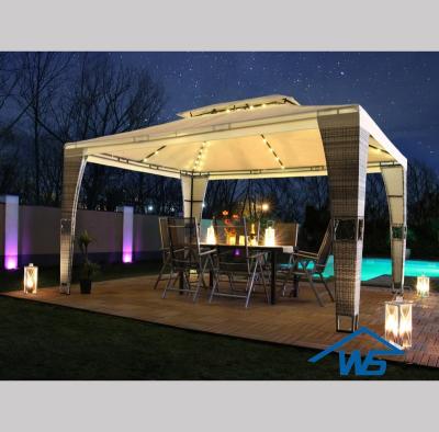 China Garden set 300x400cm pe rattan gazebo with led for sale