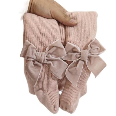 China Other Children's Ins New Fiber Bowknot Pantyhose Spanish Baby Brushed Thick Pantyhose Leggings for sale