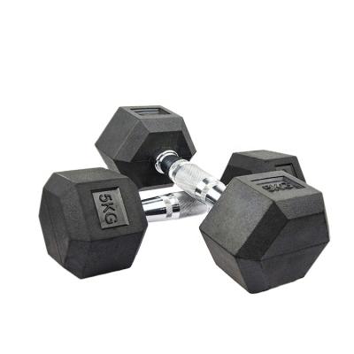 China Bodybuilding Fitness Gym Wholesale High Quality Weight Hex Dumbbells Rubber Coated Set for sale