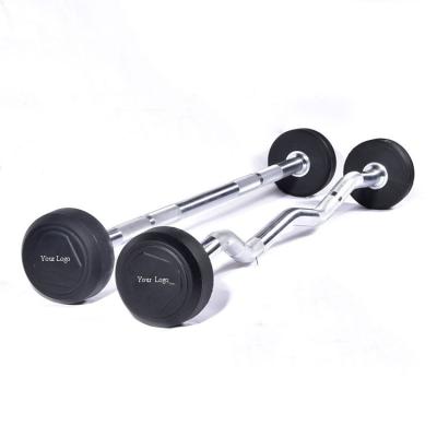 China Durable Weight Lifting Bar Rubber Coated And Chrome Coated Fixed Barbell With 20kg for sale