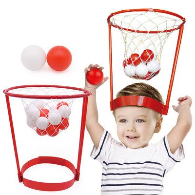 China Kids Toys Mini Head Hoop Basketball Game for Kids Playing Basket Net Adjustable Headband with 20 Balls for sale