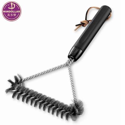 China Easily Cleaned Clean Stainless Steel Bristle Three Roller BBQ Grill Brush for sale