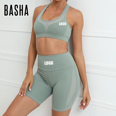 China BASHAsports Breathable 2022 High Waist Shorts Workout Set Active Stretch Gym Fitness Sets New Style Bra Top Set for sale