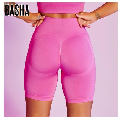 China BASHAsports Best Selling Breathable Seamless Leggings Woman Ruched Short Butt Lift Biker Tights Yoga Short Yoga See Not Through Butt-Lift Gaiters for sale