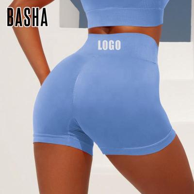 China BASHAsports breathable 2022 high quality solid color women yoga shorts gym butt shorts crack! crack! raise crack! crack! seamless shorts for sale