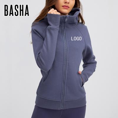 China BASHAsports Logo Large Size Women's Winter Breathable Custom Hoodies Running Sports Jackets With Zipper For Women for sale