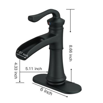 China BWE Cupc Waterfall Modern Matte Black Single Control Bathroom Faucet For Bathrooms - Black Faucets for sale