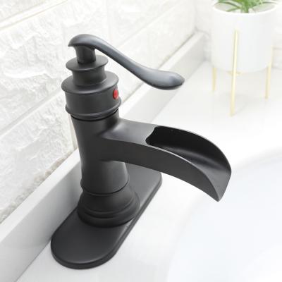 China BWE RTS Contemporary Waterfall Basin Sink Faucet One Handle Optional Matte Black Bathroom Tap With Apron for sale