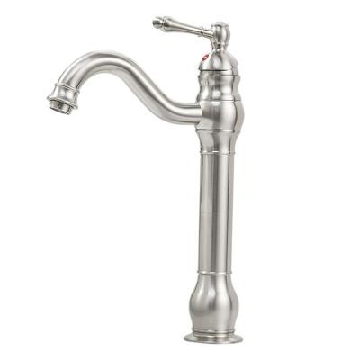 China Modern BWE Cupc Certified Brass Single Handle One Hole Spout Bathroom Vessel Faucet With Diamond Seal Technology Brushed Nickel Fauce for sale