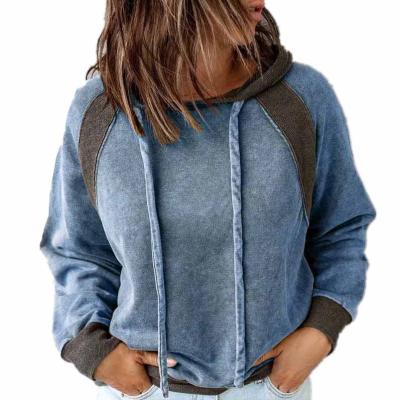 China 2022 wholesale fashion cotton hoodie Anti-wrinkle patchwork custom top ladies streetwear thick hoodie for sale