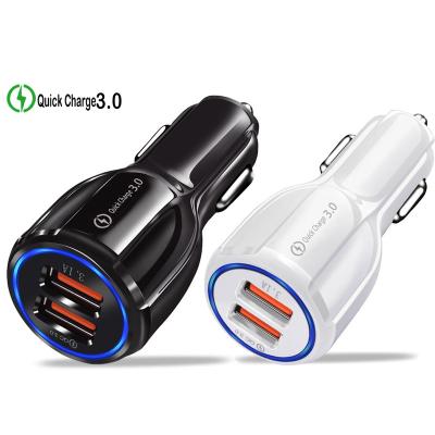 China For iPhone Samsung Huawei Xiaomi Mobile Phone 2 Port USB Car Charger Adapter For iPhone Car-Charging Samsung QC3.0 USB Fast Charging Mobile Phone USB Charger The double for sale