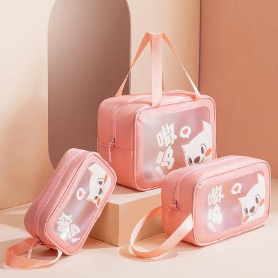 China Hot Sale 2021 PVC Waterproof Portable Waterproof Makeup Cosmetic Bag Cosmetic Storage Bag For Ladies Travel Fashion Customized Customized for sale