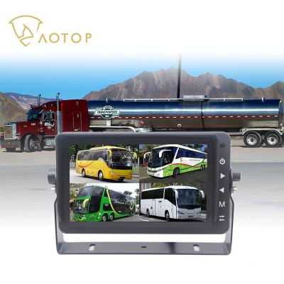 China Aotop RGB Car Recording DVR View Monitor Rear 7 Inch Quad View Display Truck 4 Blind Spot Security Surveillance 12V Backup Monitor for sale