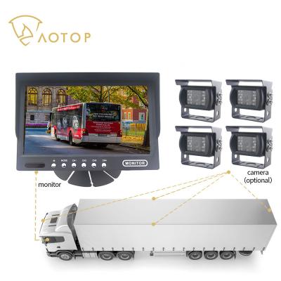 China RGB 12V 24V 7 Inch Quad Rear View Quad Rear View Truck Monitor Split Display DVR Real Time Recorder For Truck Bus Reversing Camera for sale