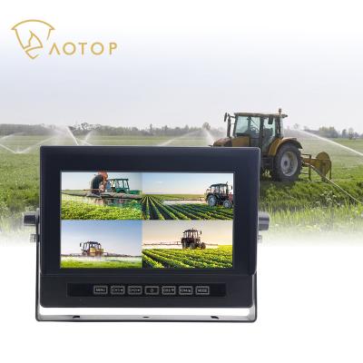 China 4Ch RGB Wheat Harvester Rear View Monitor IP68 7Inch 800*480 LCD Display Waterproof Panel DC12-24V All Round Blind Area Reversing Monitoring for sale