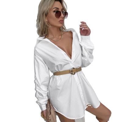 China Female Casual Blouses Long Sleeve Cotton White Shirt Tops Fall Women Clothing for sale