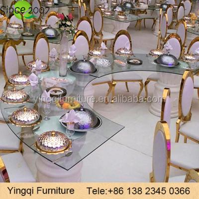 China Wedding/Banquet/Hotel/Party/Home Hall Dining Table Stainless Steel Dining Tables Luxury Half Moon Wedding for sale