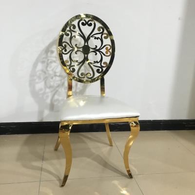 China Contemporary Carving Gold Back Stainless Steel Wedding Hall Chairs for sale