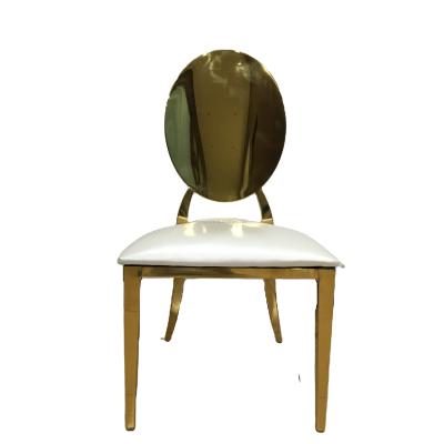 China Wedding Event Party Chair Round Back Stacking Gold Stainless Steel Wedding Hall Chairs for sale